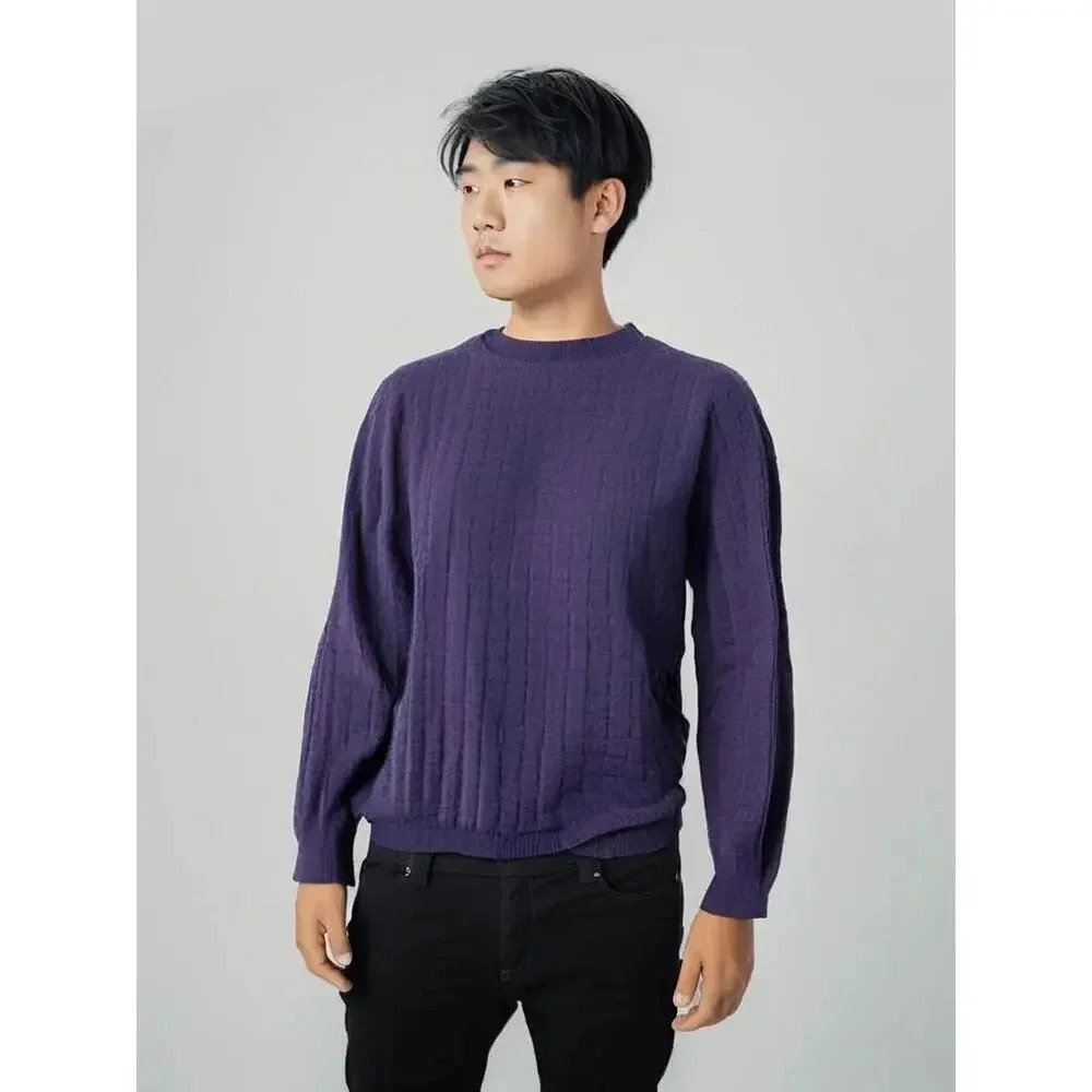 Vintage SaddleBred Men's Medium Purple Crew Neck‎ Long Sleeve Sweater